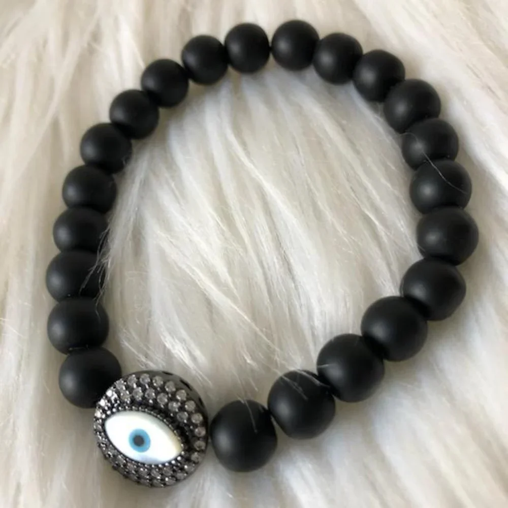 Evil Eye Beaded Stretch Bracelet